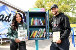 Photo credit: Eat. Learn. Play. Stephen and Ayesha Curry unveil the first Little Town Library at Franklin Elementary School in Oakland