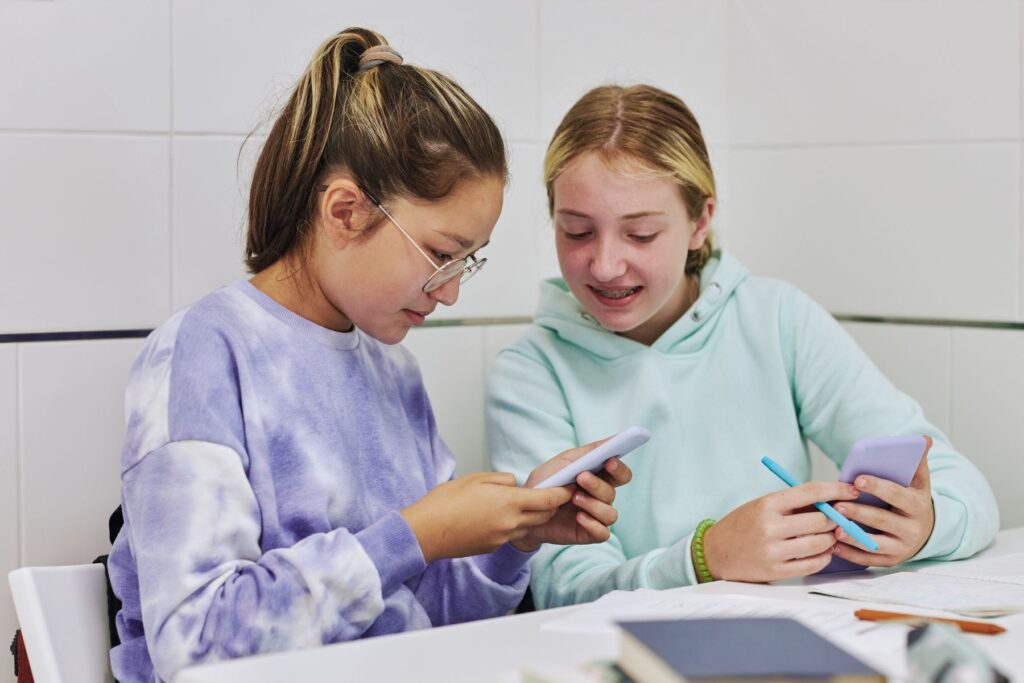 girls working with calculators