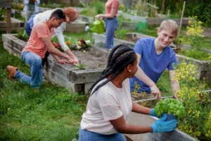 teens garden together